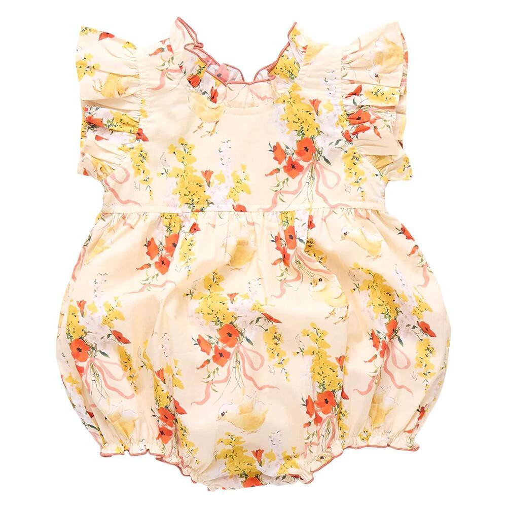 NEW PINK CHICKEN baby girl jennifer bubble dress in yellow chicks